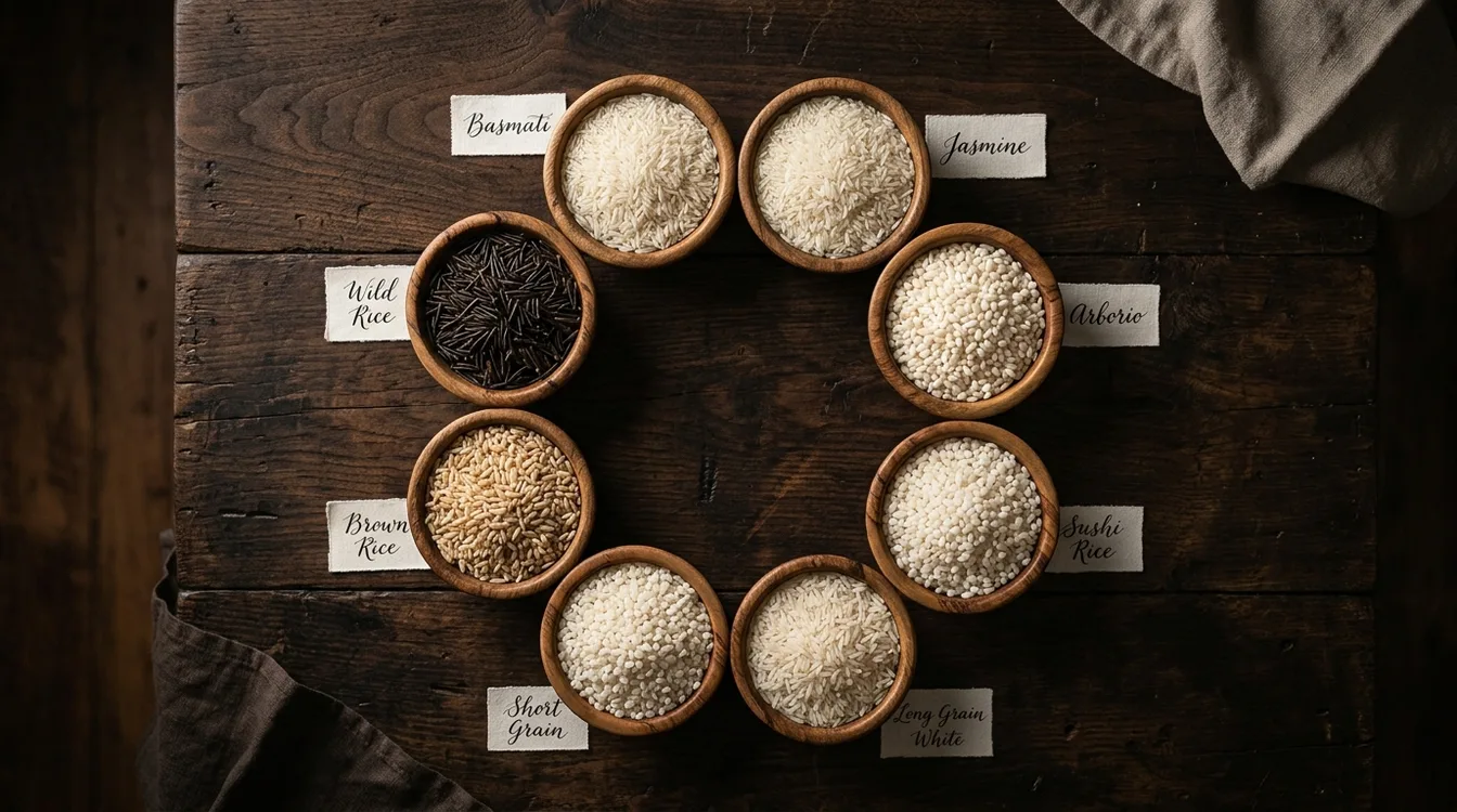 Various types of rice for cooking